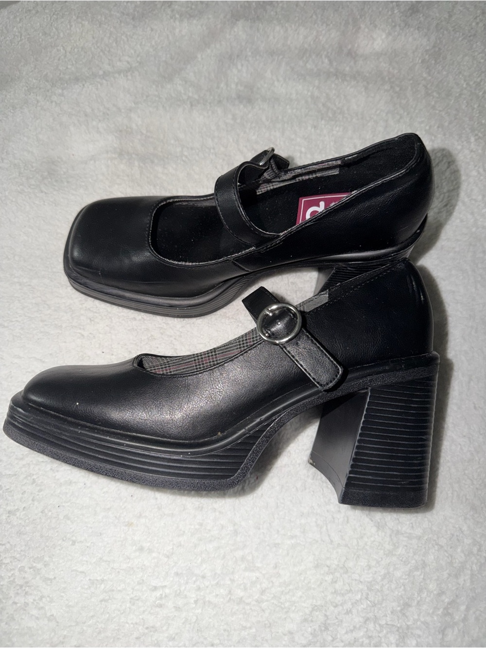 pop Black Mary Jane Chunky Block Heel Pumps